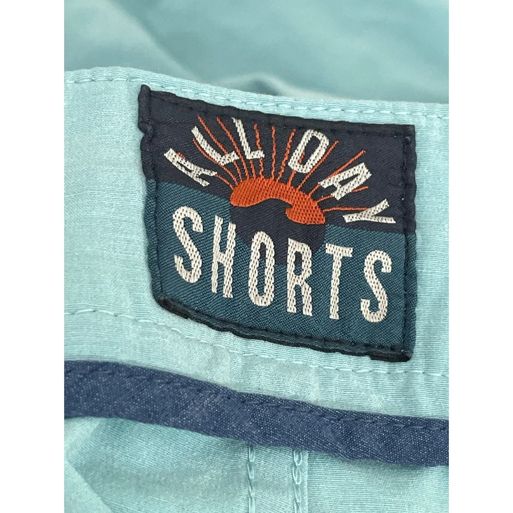 Faherty All Day Chino Shorts Mens 36 Teal Blue Belt Loop 9